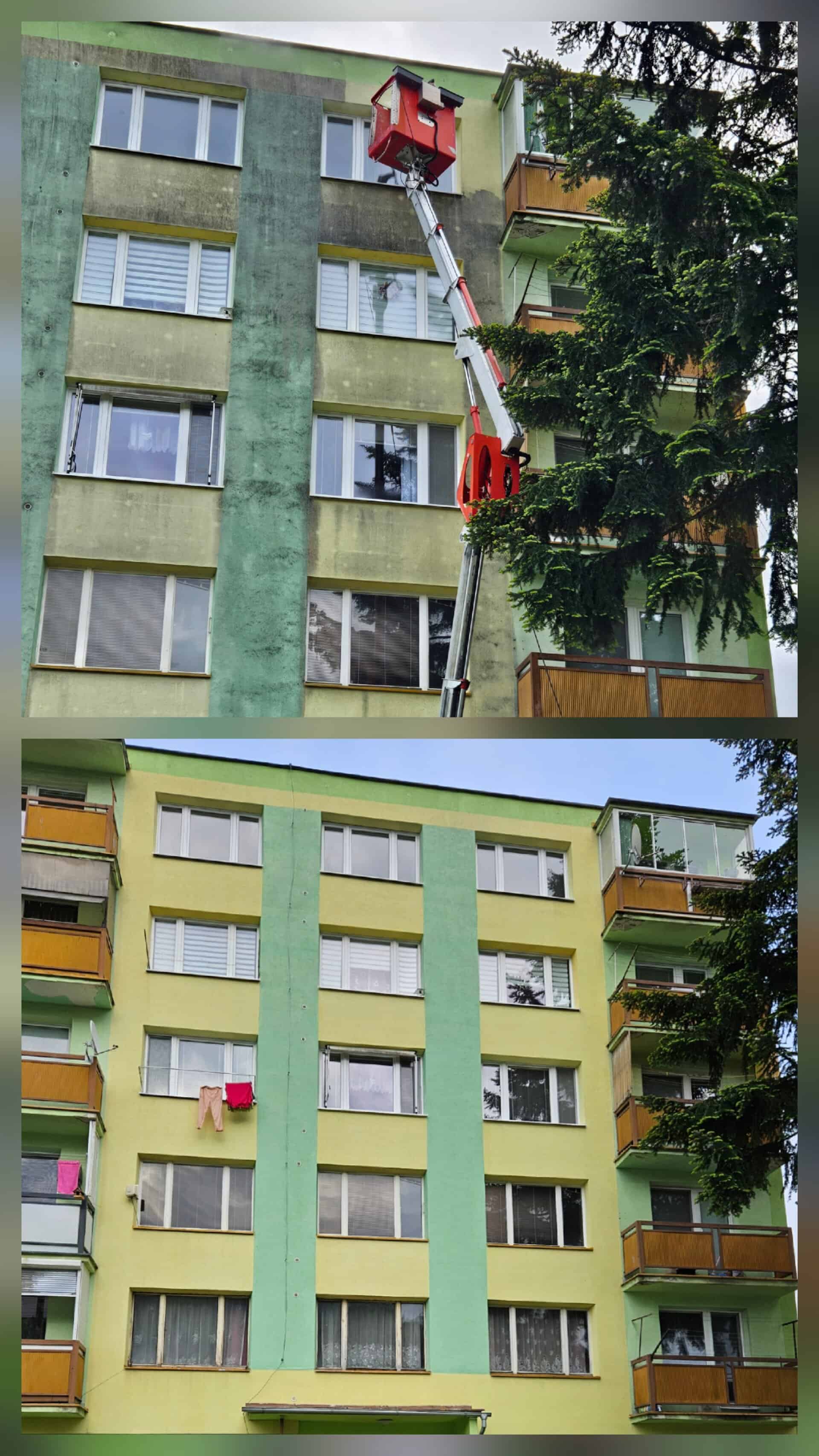 Čistenie fasád na bytovom dome a činžiaku – špina, riasy a plesne bezpečne preč - IVET čistiaci servis